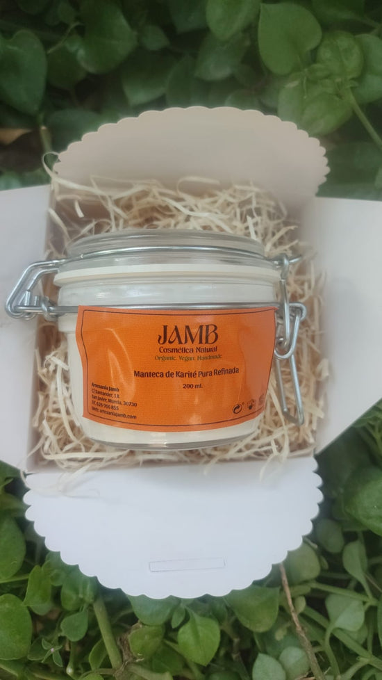 Manteca de Karité Pura Refinada. Tarro vidrio con sellado hermético. 200 ml.